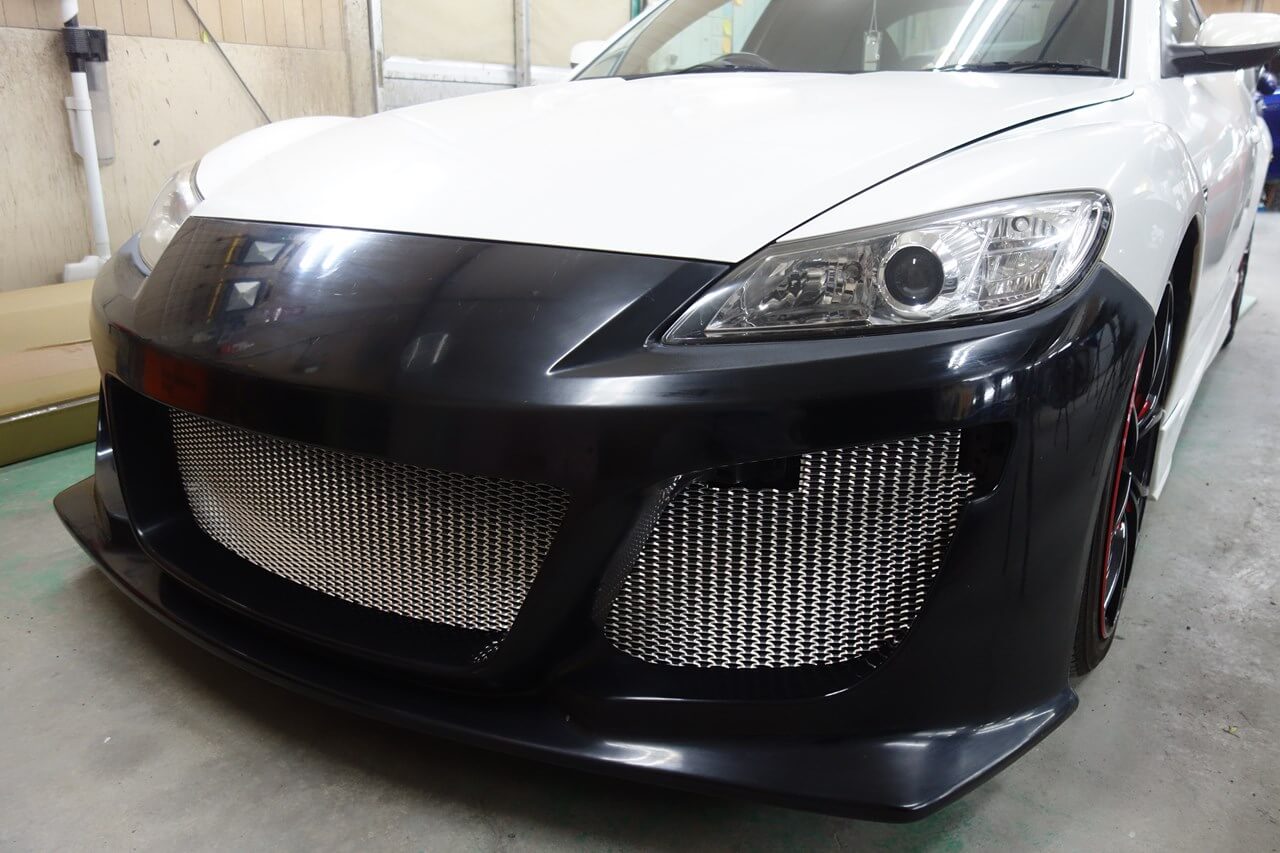 マツダ RX-8 LEG製前後バンパ塗装・取付 千葉県よりご来店の