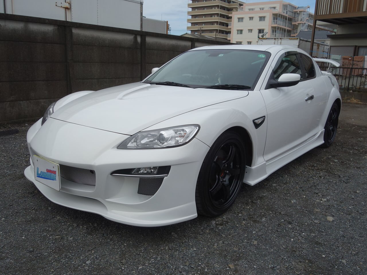マツダ RX-8 レッグ製フロントバンパ、サイドステップ塗装・取り付け