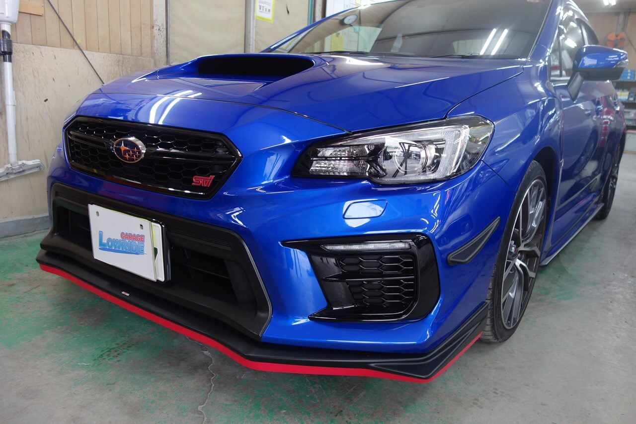 スバル Wrx Sti Sti製エアロパーツピンクライン塗装等 神奈川県よりご来店のお客様です 東京 立川 板金塗装 車の傷 へこみ修理 ガレージローライド